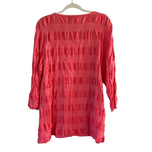 Flax Textured Linen Cotton Blend Feather Top Lagenlook Tunic 3/4 Sleeve size M - Picture 3 of 5